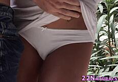 blonde babe with small tits gives blowjob to big cock and gets cum in mouth