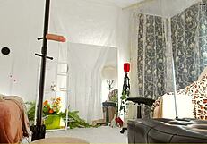 Curvy milf oils up her nude body for voyeur cam! Look at those legs and hairy booty!