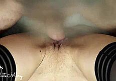 female pov pussy fucked by big cock rubbing and huge cum on her