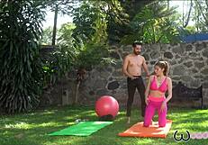 Yoga teacher aligns chakras with fucking