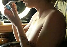 Hot smoking senior step sister wearing beautiful Asian scanty undercloths