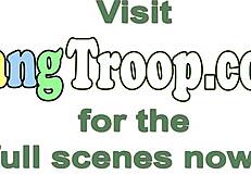 Gay troopers train in the woods for public gangbang action