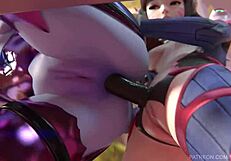 D Va, Mercy, And Widowmaker Dive Into A Wild Lesbian Deflowering Scene