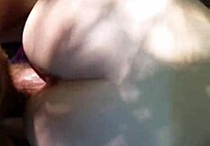 Sexual babe of the blond takes it in the pussy in public park doggystyle