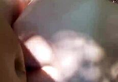 Doggystyle outdoor pounding with a massive cum shot on her