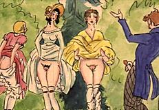 클래식 레트로 컬렉션의 빈티지 에로틱 드로잉