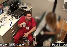 Pothead Maria Santos forced into Hitachi wand orgasms by Doctor Tampa