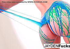 jayden jaymes poses nude in latex for solo scene