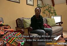 Amateur black student gives blowjob in interracial casting interview