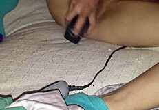 Using rabbit toy for solo masturbation