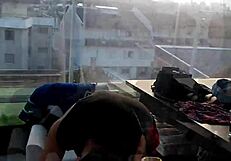 Filming on my balcony with latina big tits anal assfucking