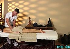 Petite Brunette Babe Gets Massage