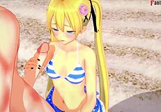 Yo, Marie Rose Sucking in Bikini on the Beach!