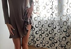 Erotic dancer teases with upskirt views and leg sucking