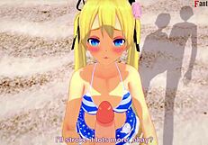 Yo, Marie Rose Sucking in Bikini on the Beach!
