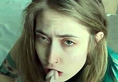 Blonde Tattooed Fan Teases With Big Tits And Dildo Riding