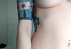 Blonde Tattooed Fan Teases With Big Tits And Dildo Riding