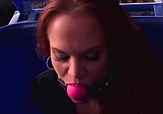 Slutty Babe Rides Two Big Cocks Anal in Garage