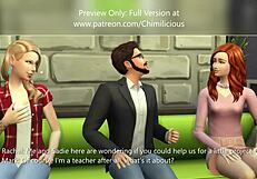 In this hentai, the teacher is fucked by Sadie and Rachel in a threesome.