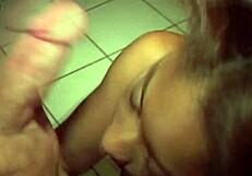 Ebony girl next door gives intense blowjob to her neighbor's big cock.