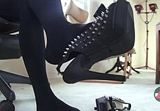 Sexy Shoe Dangle with Pantyhose in Close-Up