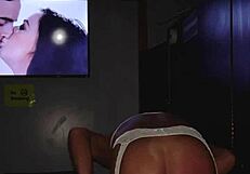 i dressed as a theater bunny in heels and cosplay, teasing with my ass while masturbating