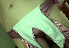 Hot babe gives blowjob during viewing.