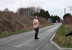 fat amateur emma flashes nude outdoors for voyeur thrills