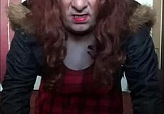 Bisexual crossdresser performs homemade insertion and cleaning act shyly