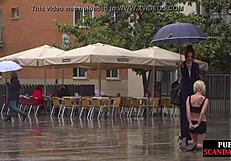 Public slut endures street humiliation by domina