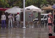 Public slut endures street humiliation by domina