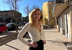 Elisa 26ans Une Blonde À La Poitrine Incroyable with Stockings Natural Tits and European Amateur Fucking