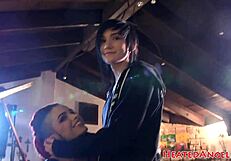 punk girl in photoshoot showing tattoos