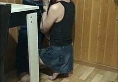 Teen Milf Gives Intense Blowjob On Balcony While Guests Walk By