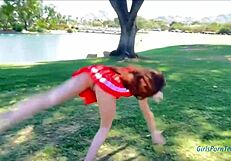 Cute solo video makes petite teens to have fun with toys as teens