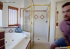 Blonde friend gets hardcore fucking in bathroom with facial