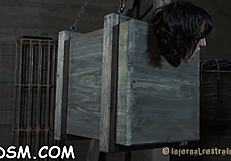 hottie in latex dress gets punished with toys