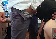 I feed my submissive partner in lingerie