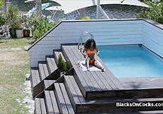 Black Teen In Neon Bikini Bounces On Thick Dick