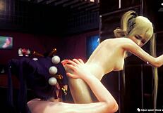 Wanna taste my big tits, Marie Rose and Nyotengu in hot lesbian hentai?