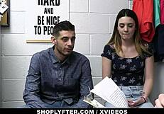 Mall Cop Fucks Hot Girlfriend Hard in Front of Cuckold Boyfriend!