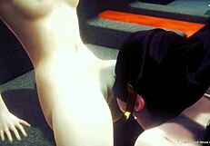 Wanna taste my big tits, Marie Rose and Nyotengu in hot lesbian hentai?