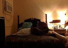 Intensely sucking that big black cock like a whore.