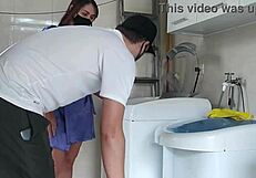 Slutty Wife Provokes Technician By Opening Robe