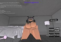 Roblox porn babe with big tits rides monster black cock in cowgirl and missionary. Her huge boobs bounce wild.