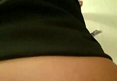 milf in leather skirt chained, gets anal and facial.