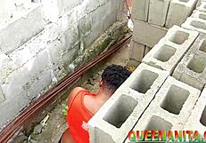 Hardcore fucking husband's African friend with wet tits and ass while husband is away