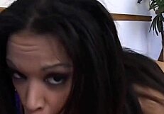 Small tits girl gives blowjob to earn sperm from cock cumshot.