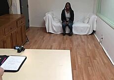 raven may, a tall big titty black chick, wants cock in her holes during casting