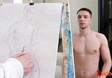 cute art students sofy and via share a cock in their studio